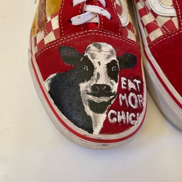 Custom Chik-fil-A Vans Old Skool Primary Checkerboard Red White size 10 - Picture 2 of 10